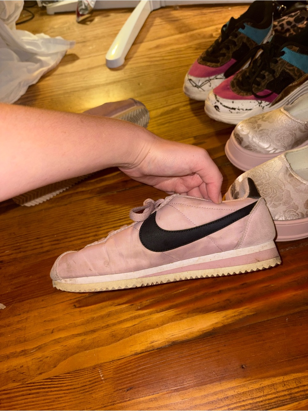Nike Pink Women's Retro Trainer with Black Swoosh